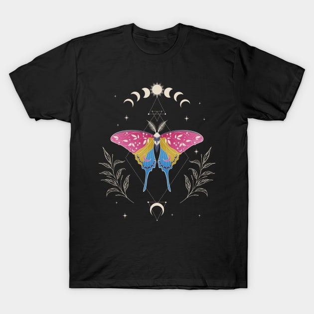 Pansexual Luna Moth Celestial Cottagecore LGBT Pride Flag T-Shirt by Psitta